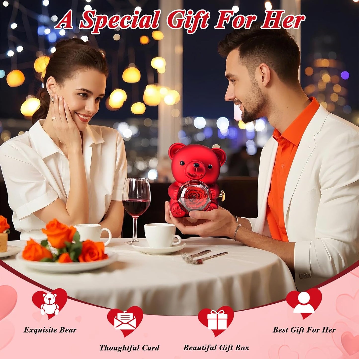 EleganceBear™ - Rose Teddy Bear Gift Box